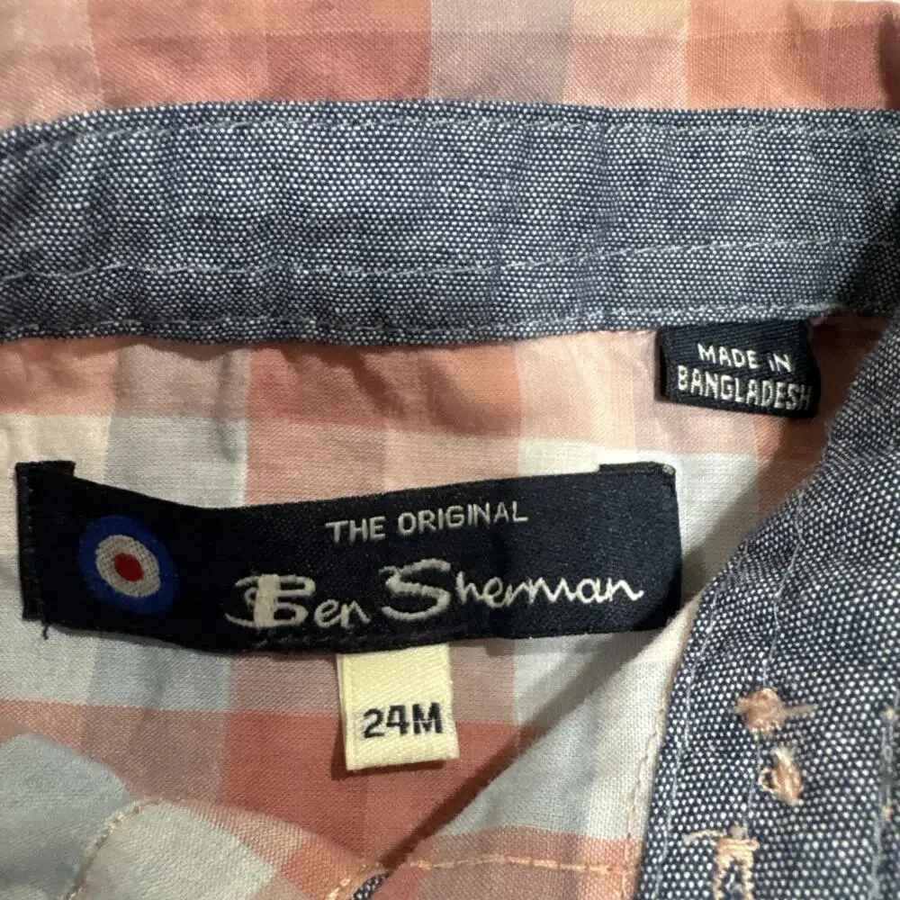 Baby Boys Clothes 24M Carters Brown Corduroy Jumper Overalls & Ben Sherman Shirt